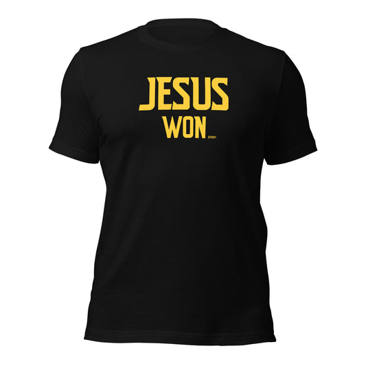 Jesus Won on Black Shirt with Gold Letters