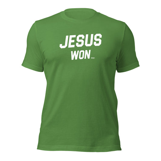 Jesus Won Shirt in Green with White Letters